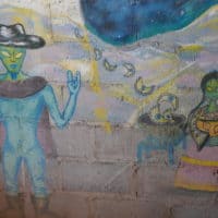 Mural d'extraterrestres dans un restaurant de Cachi
