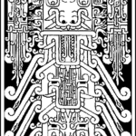dessin de la Stèle Raymondi Chavín de Huantar retourné