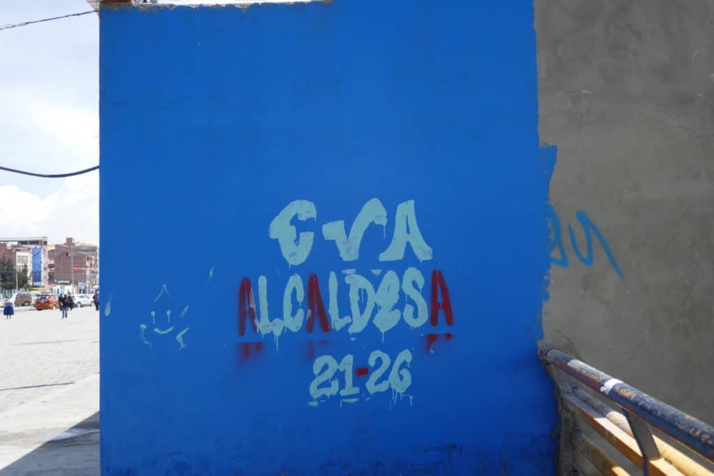 Graffiti pour Eva Copa à El Alto en Bolivie