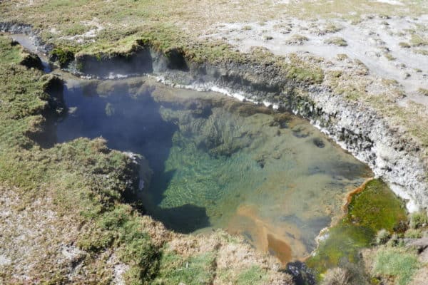 Trou d'eau dans les geysers de Sajama, Bolivie