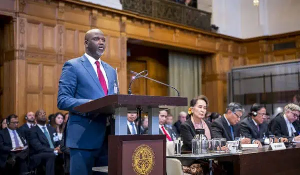 Minister of Justice of The Gambia appearing before the ICJ and Aung San Suu Kyi, Myanmar