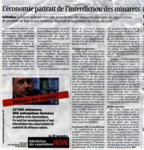 le temps économie et votations minarets